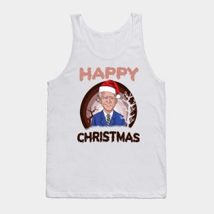 Funny Anti Joe Biden Raibow Halloween Happy Christmas Santa Hat Tank Top